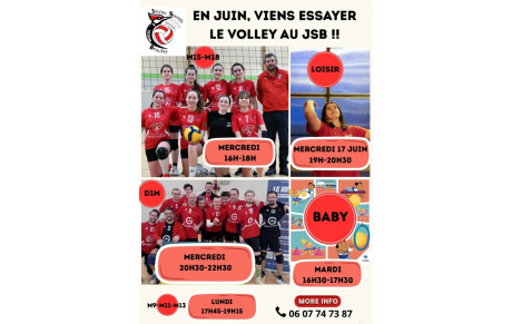 Séances d'essai Volley – Tout le mois de juin !